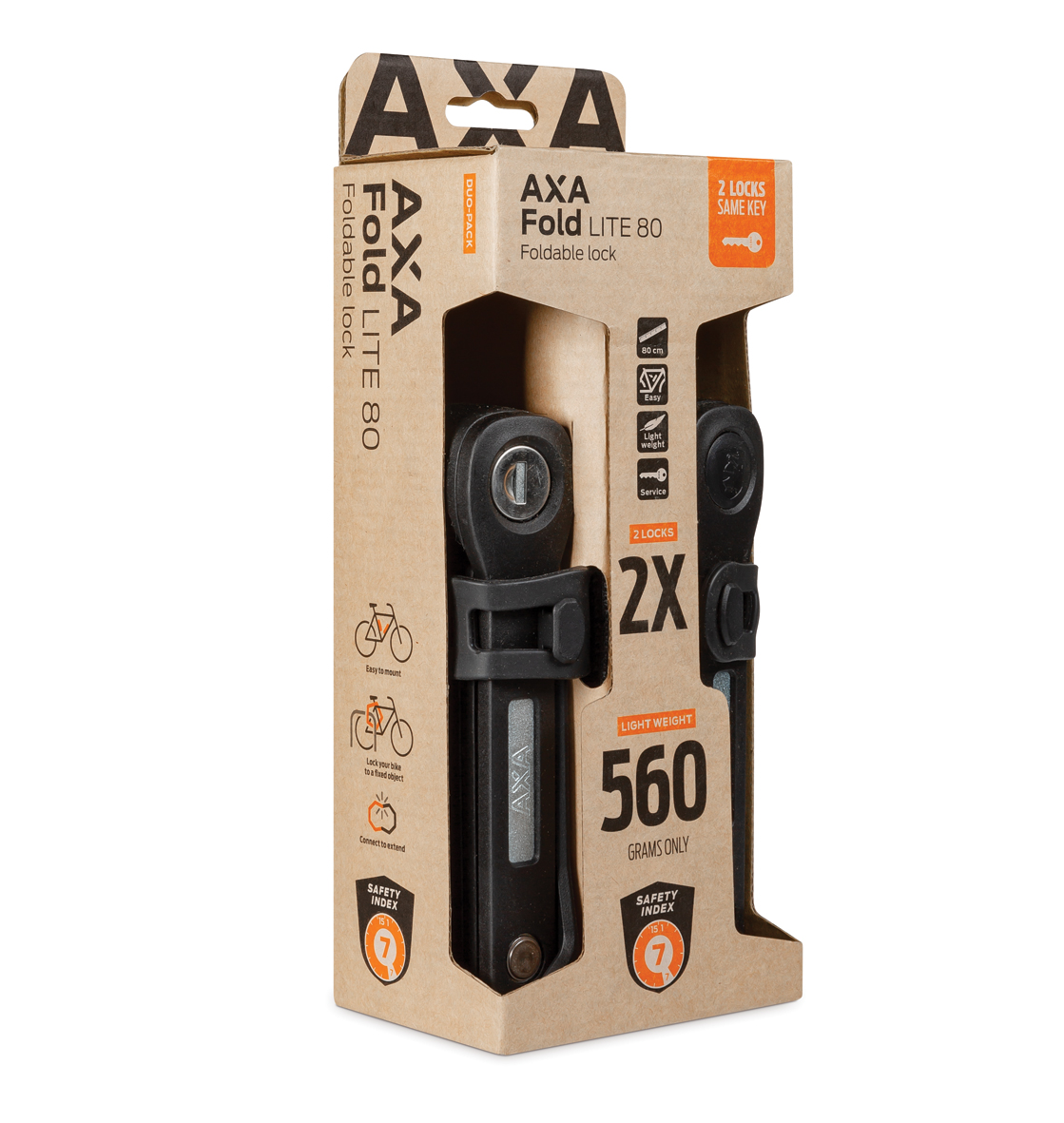 Axa Folding Lock Fold Lite 80 Duo Pack