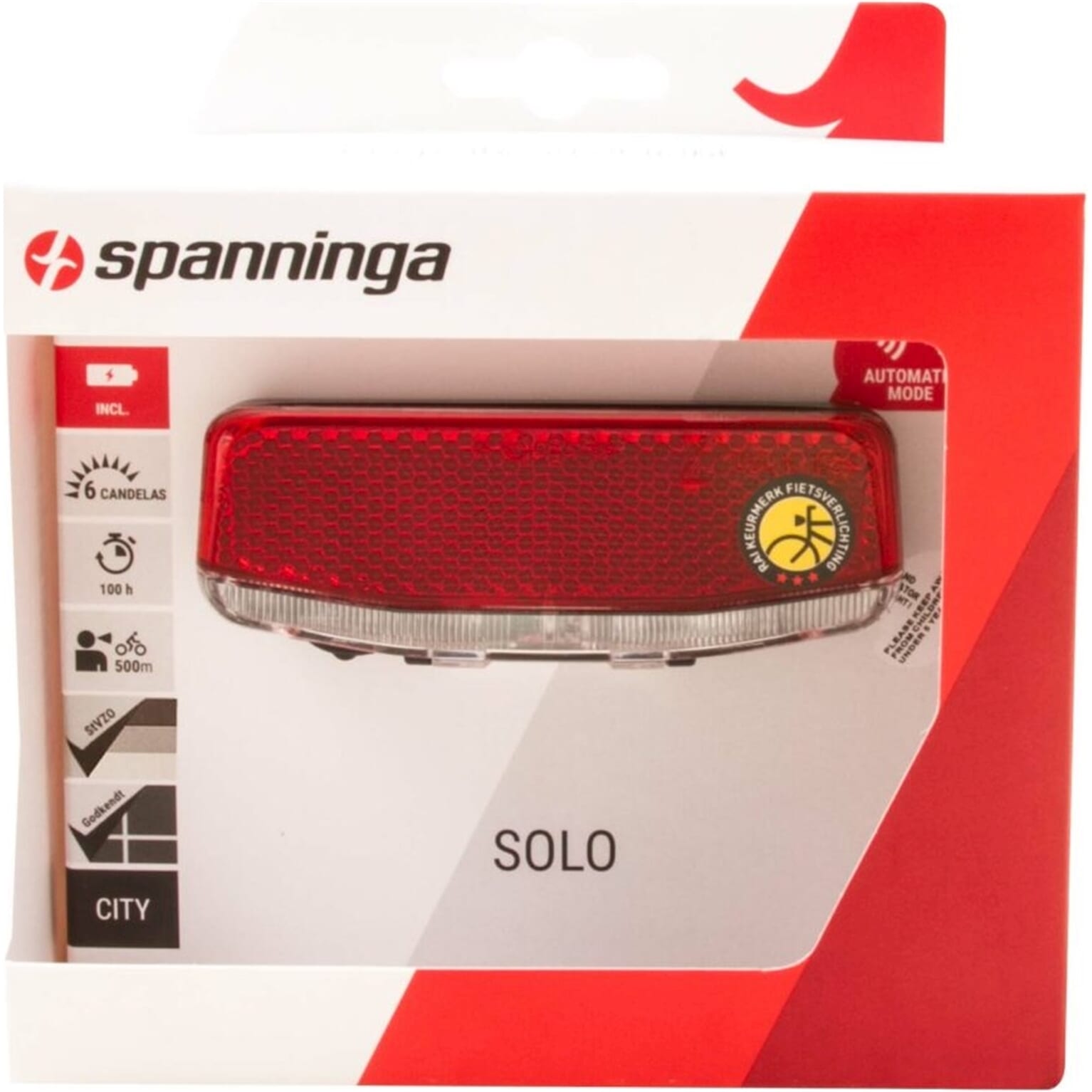Spanninga Rear Light Solo Xba Battery 50/80mm