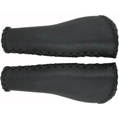 Bike Handlebar Grips Leather Ergo 135mm Black