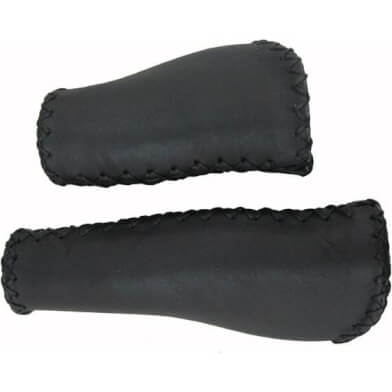 Bike Handlebar Grips Leather Ergo 92/135mm Black