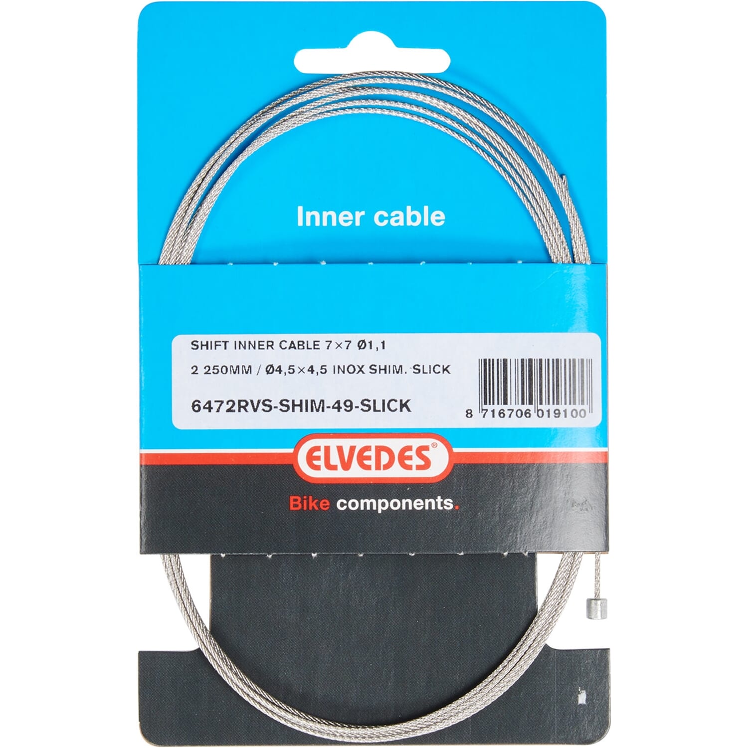 Elvedes Shift Inner Cable Stainless Steel 49 Strand Nipple 4.5x4.5