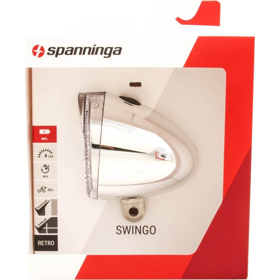 Spanninga Headlight Swingo Xb Battery 4 Lux Chrome