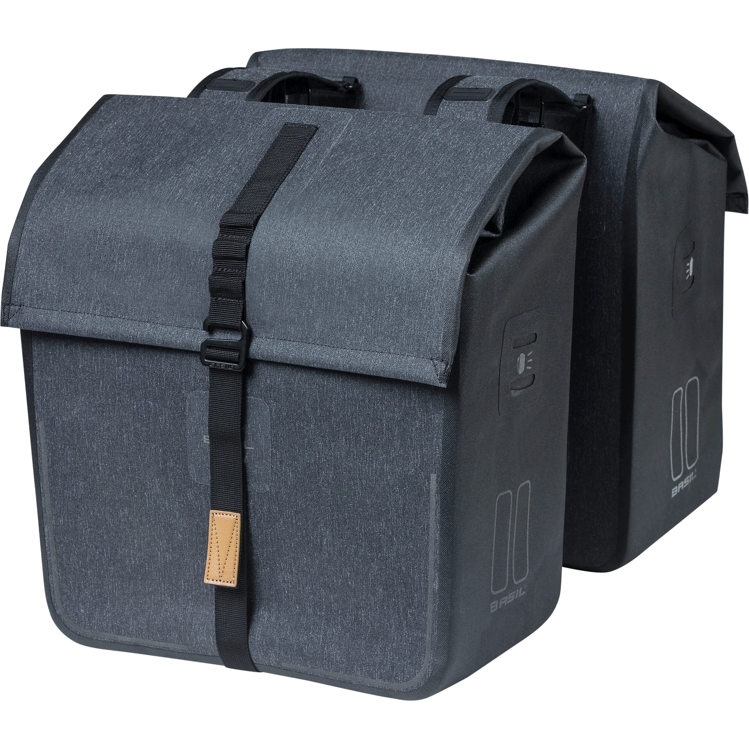 Basil Double Bike Bag Urban Dry Charcoal Melee 50L