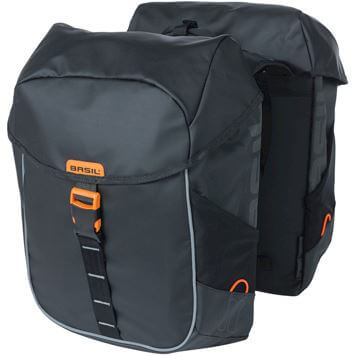 Basil Double Bike Bag Miles Tarpaulin Black Orange 34L
