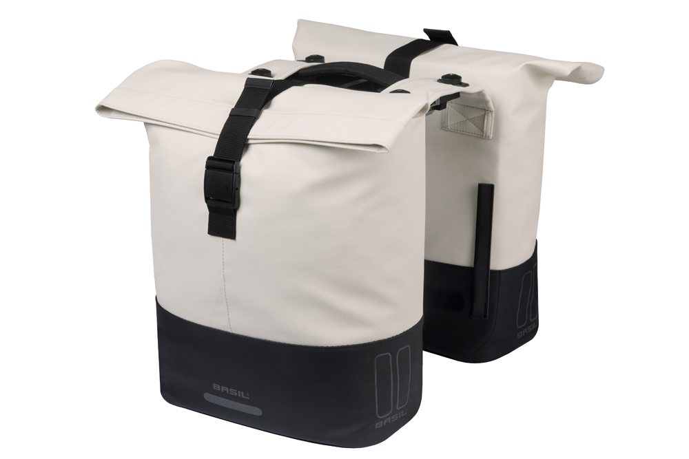 Basil Double Bike Bag Cove Off White Black MIK 28-32L